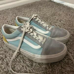 Vans Blue and Gray Sneakers with Yellow Detail